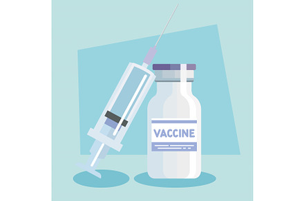 vaccine vial with syringe, a Healthcare Illustration by studiogstock
