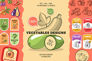 Vegetable Designs. Retro Templates