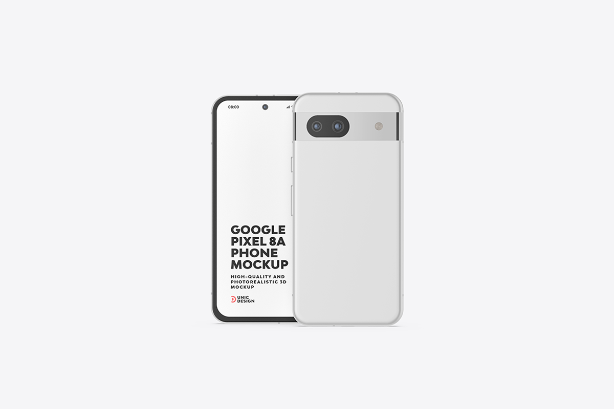 Google Pixel 8A Phone Mockup, an Android Mockup by UnicDesign (Photo 10 of 15)