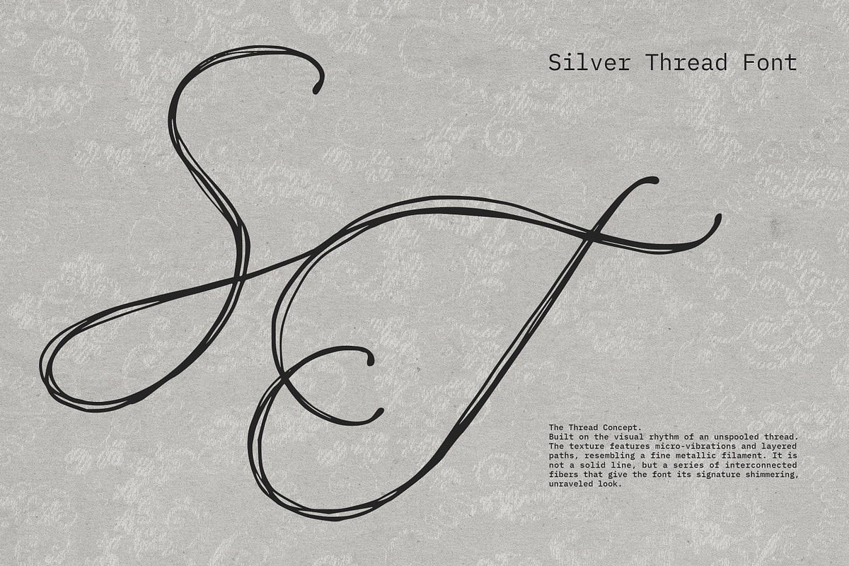 Silver Thread Textured Script Font, a Script Font by AnMark (Photo 7 of 10)