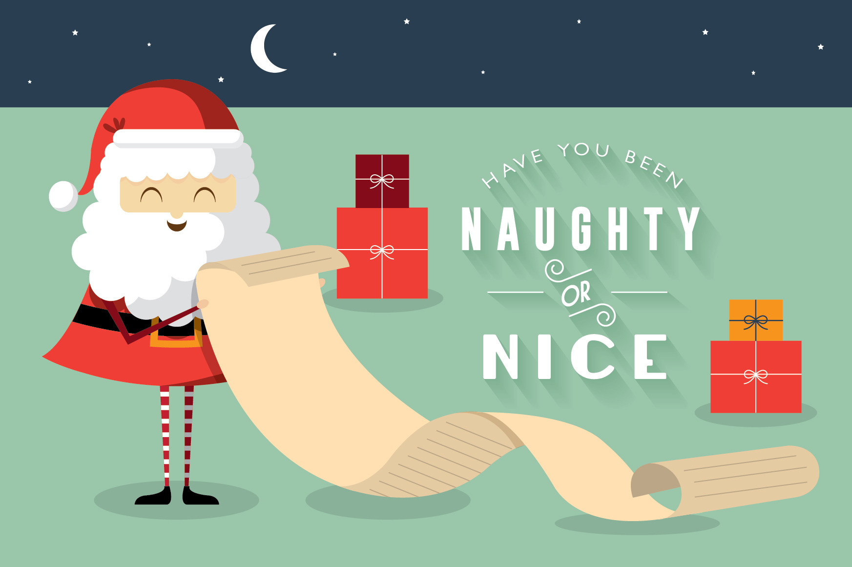 christmas naughty or nice vector, an Illustration by lyeyee