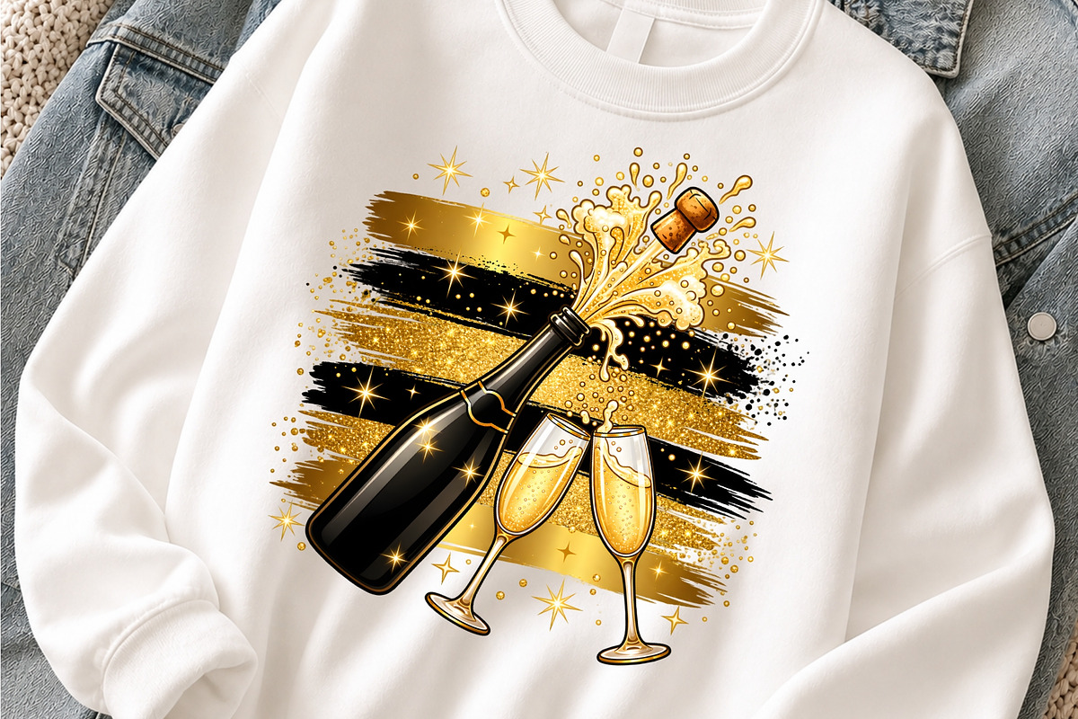 New Year Champagne Celebration PNG, an Object Graphic by Zahyl Studio (Photo 3 of 7)