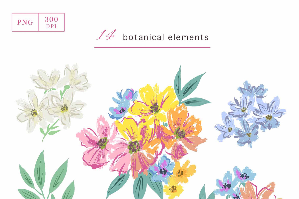 painterly florals clipart & patterns, an Object Graphic by Sawango Designs (Photo 3 of 6)