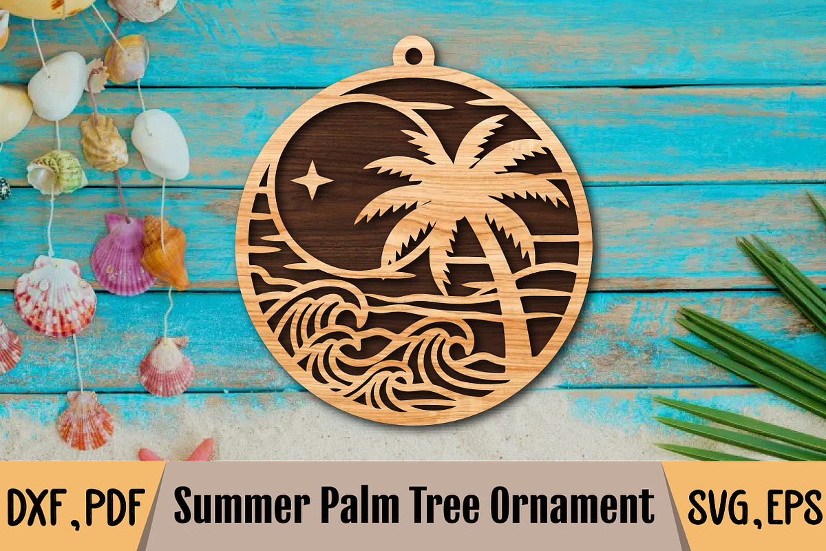 Summer Palm Tree Ornament SVG, a Graphic by Pixels.Craft (Photo 2 of 3)