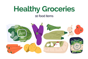 Healthy groceries, vegetables set, a Food Illustration by Good Studio