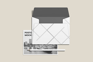 Postcard With Envelope Mockups