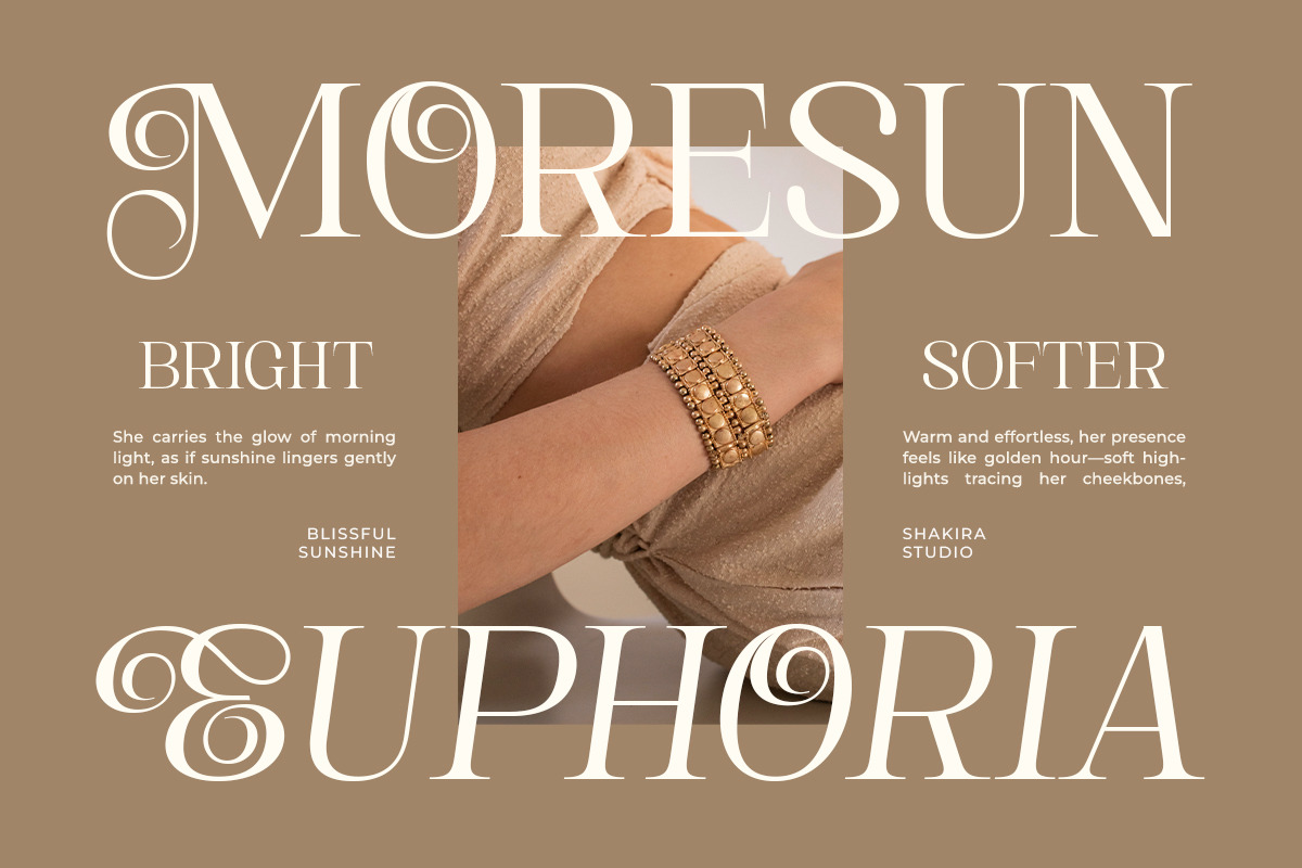 Blissful Sunshine - Romantic Swash, a Serif Font by Shakira Studio (Photo 5 of 10)