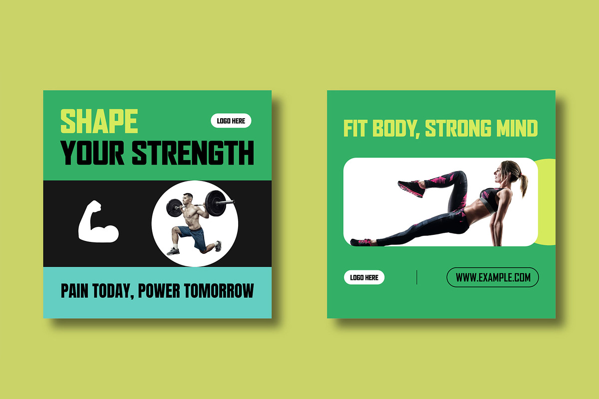 Fitness Social Media Post Set Design, a Social Media Template by MightyDesign (Photo 5 of 8)