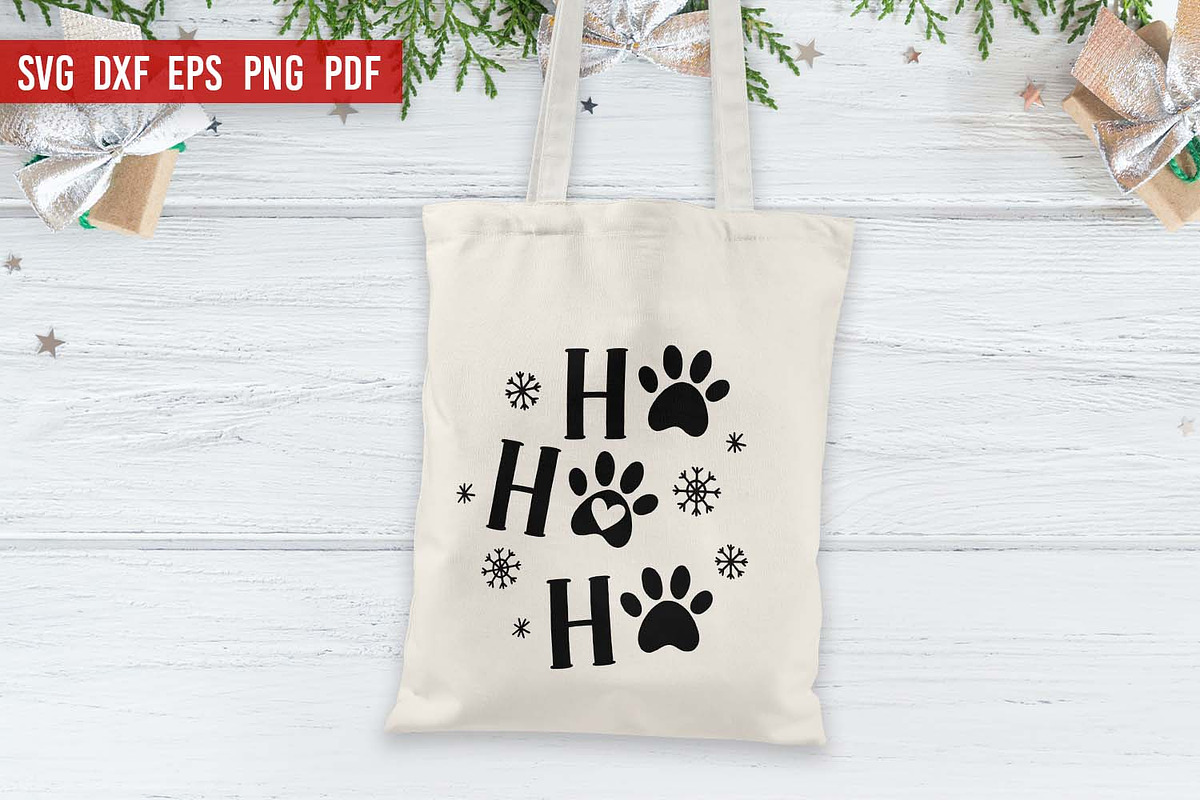 Ho Ho Ho Paw Print Christmas SVG, a Decorative Illustration by Irina Ostapenko (Photo 2 of 3)
