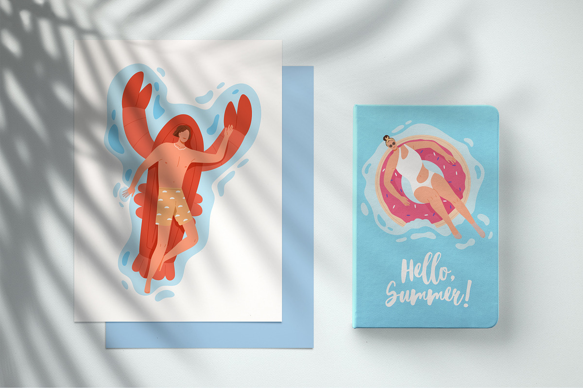 People swimming on rubber rings set, a Person Illustration by Good Studio (Photo 3 of 3)