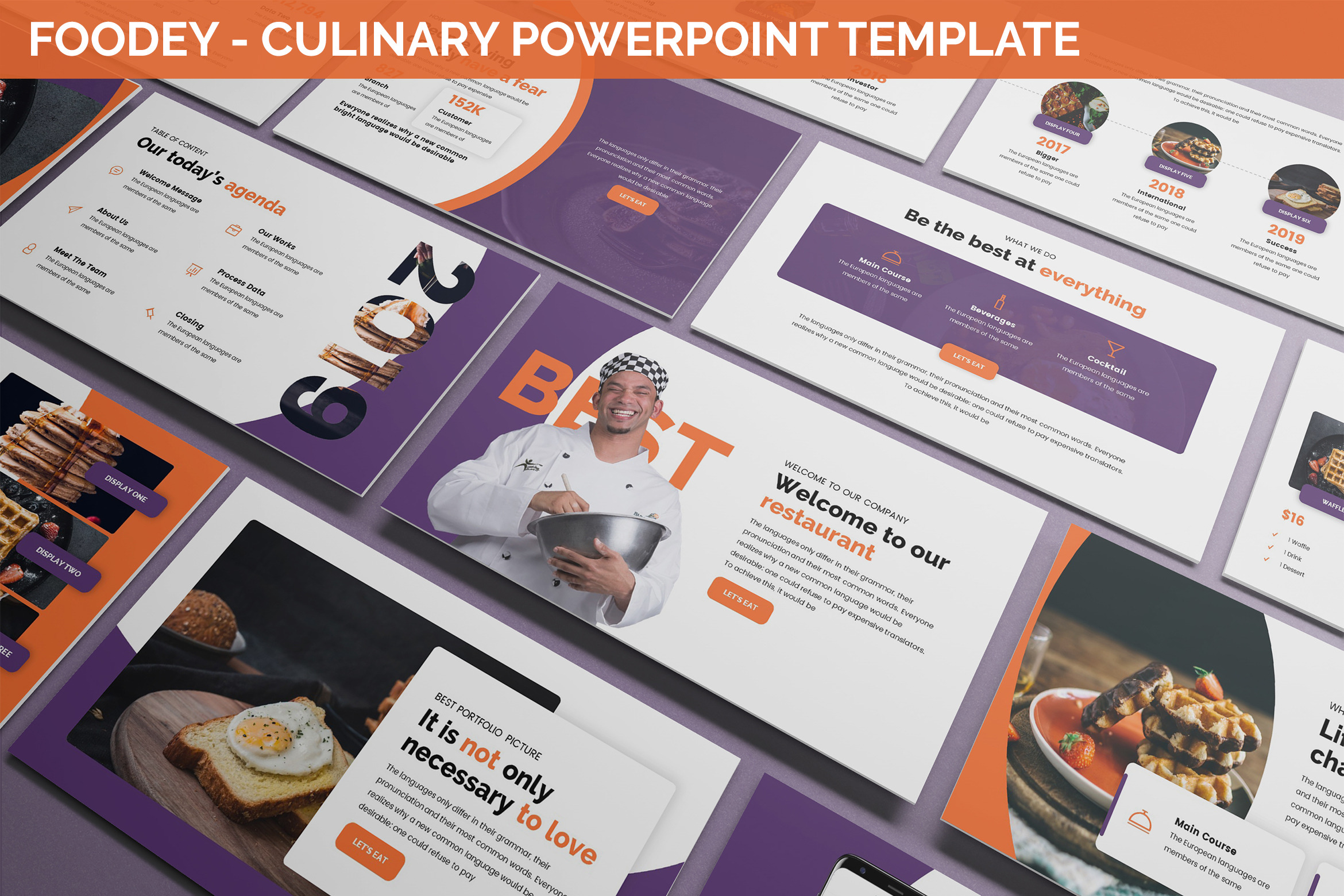 Foodey - Culinary Powerpoint, a Presentation Template by SlideFactory