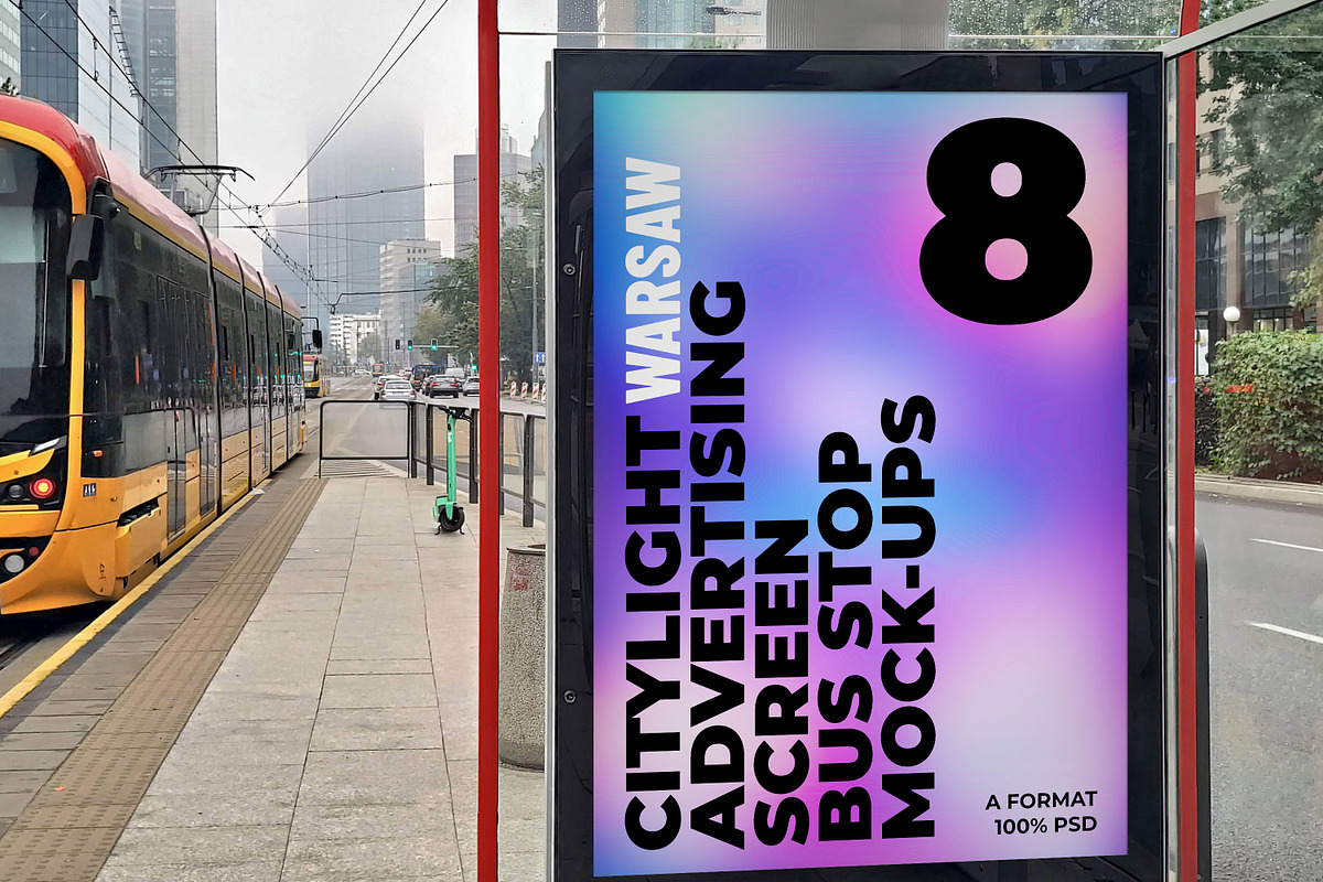 Warsaw Citylight Ad Bus Stop 12 v2, an Advertising Mockup by Graphic Shelter (Photo 1 of 8)
