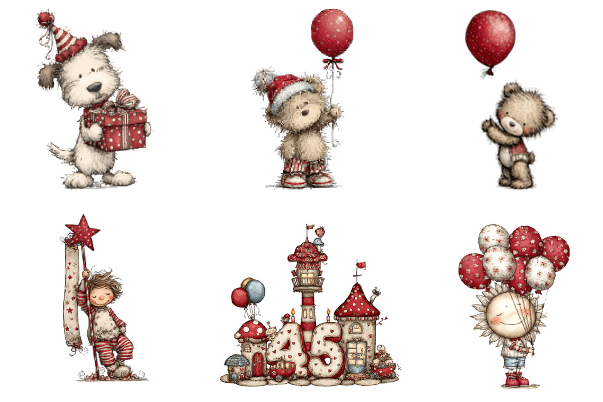 Whimsical Birthday Clipart Birthday, an Illustration by Designking (Photo 5 of 5)