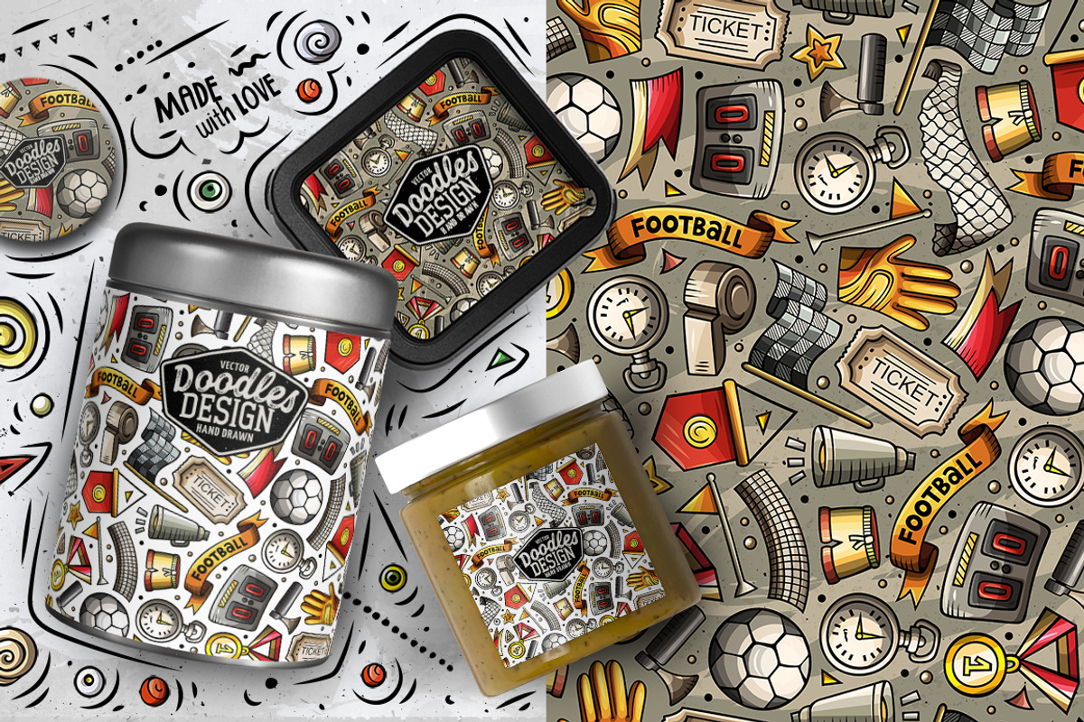 7 Soccer Doodle Seamless Patterns, a Pattern Graphic by BALABOLKA (Photo 3 of 8)