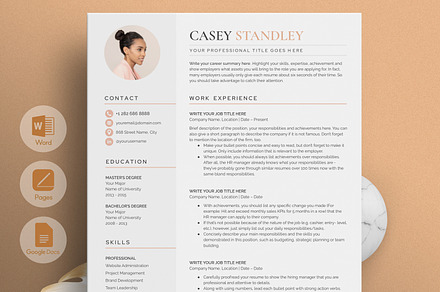 Resume/CV - The Standley, a Resume Template by CreativeLandStudio