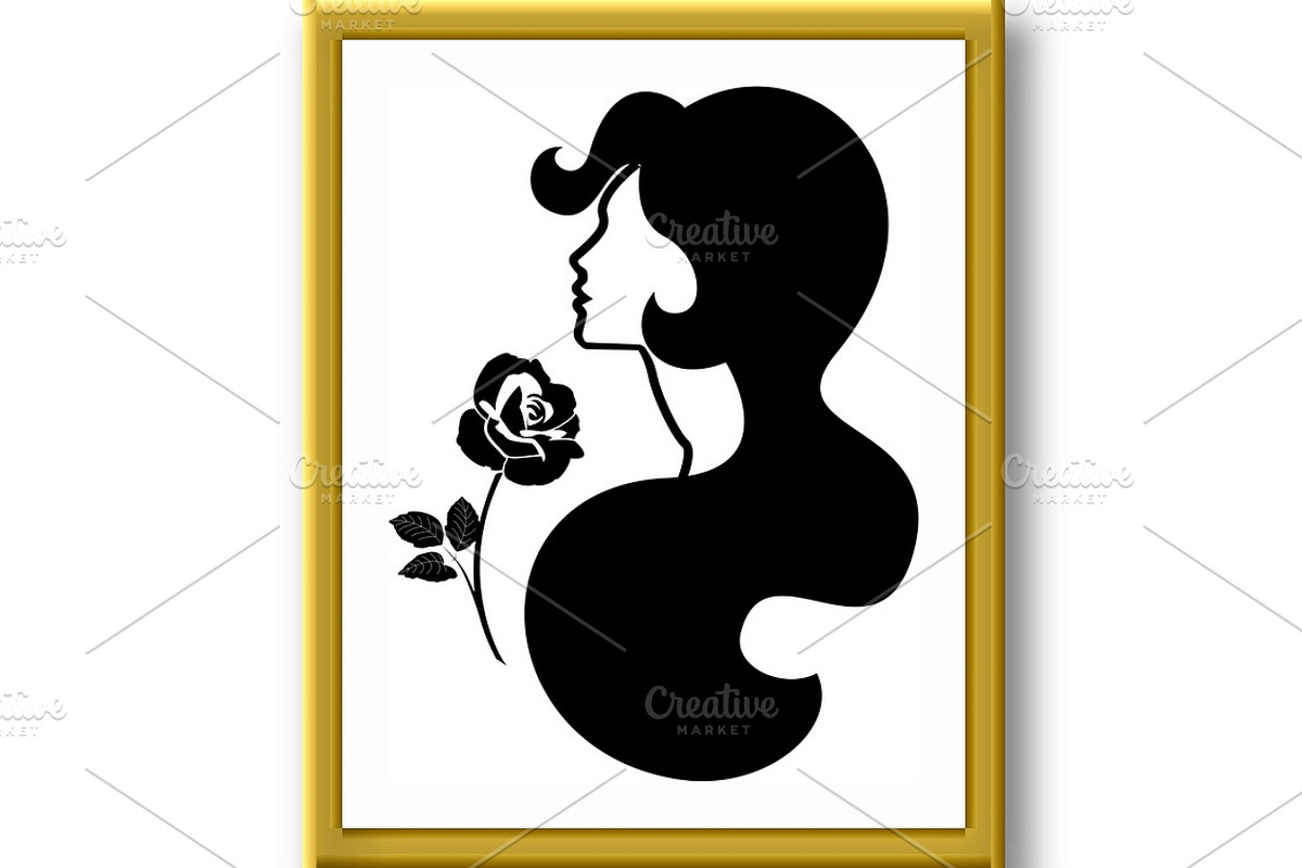 Silhouette of a woman with a rose, a Decorative Illustration by RODINA (Photo 2 of 3)