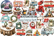 Happy Camping Christmas Clipart, a Seasonal Illustration by Rose Art (Thumbnail 1 of 6)