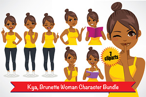 African Woman Cartoon Character Set