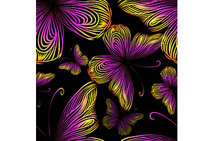 Seamless butterfly background . Hand, an Animal Illustration by Nenahliadava Design