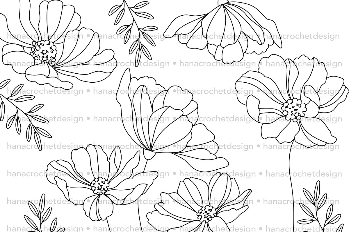 hand drawn floral outline svg file, a Graphic by hanacrochetdesign (Photo 3 of 5)
