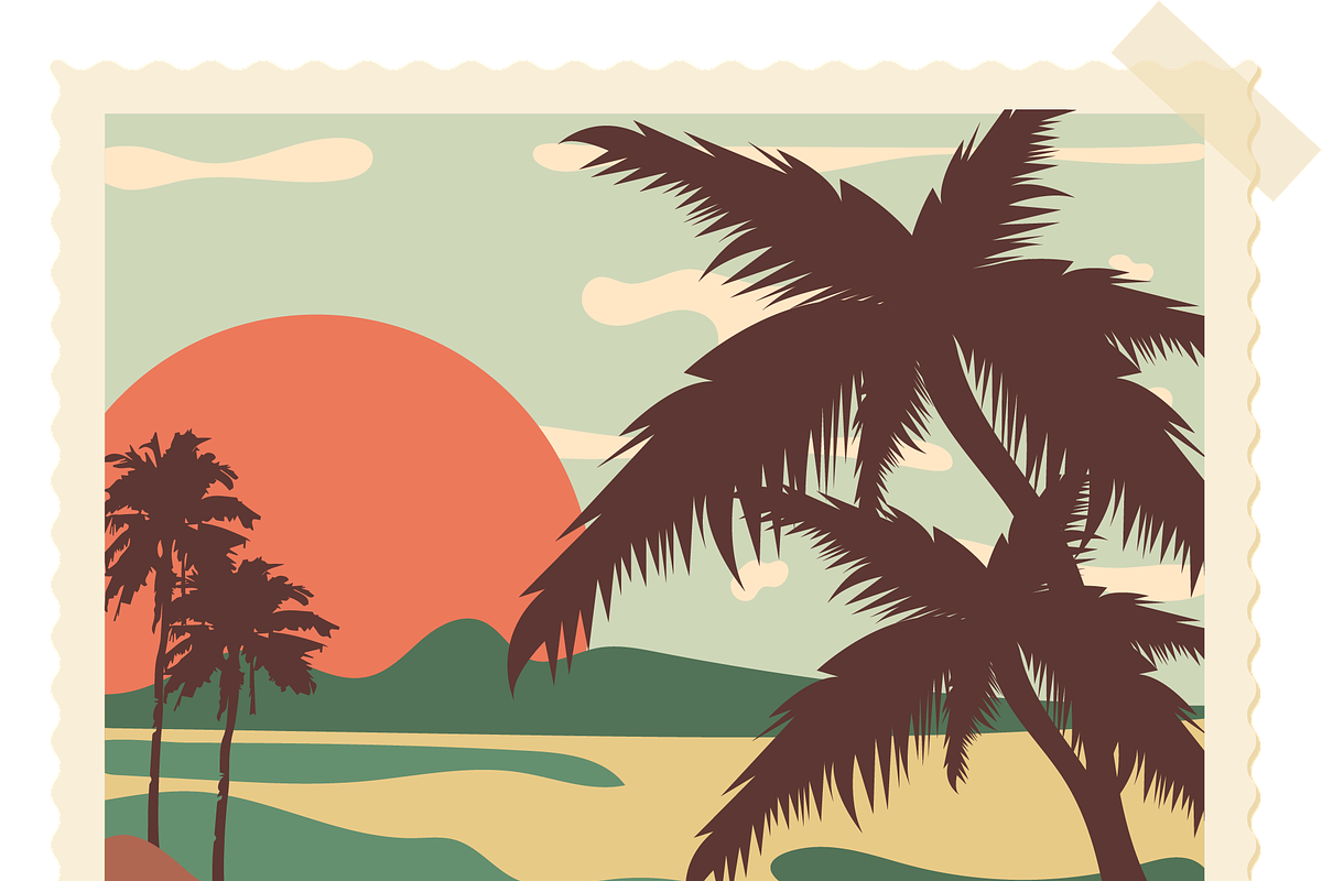 Vintage Coastline Travel Stamps, a Seasonal Illustration by JYa_Design (Photo 4 of 4)