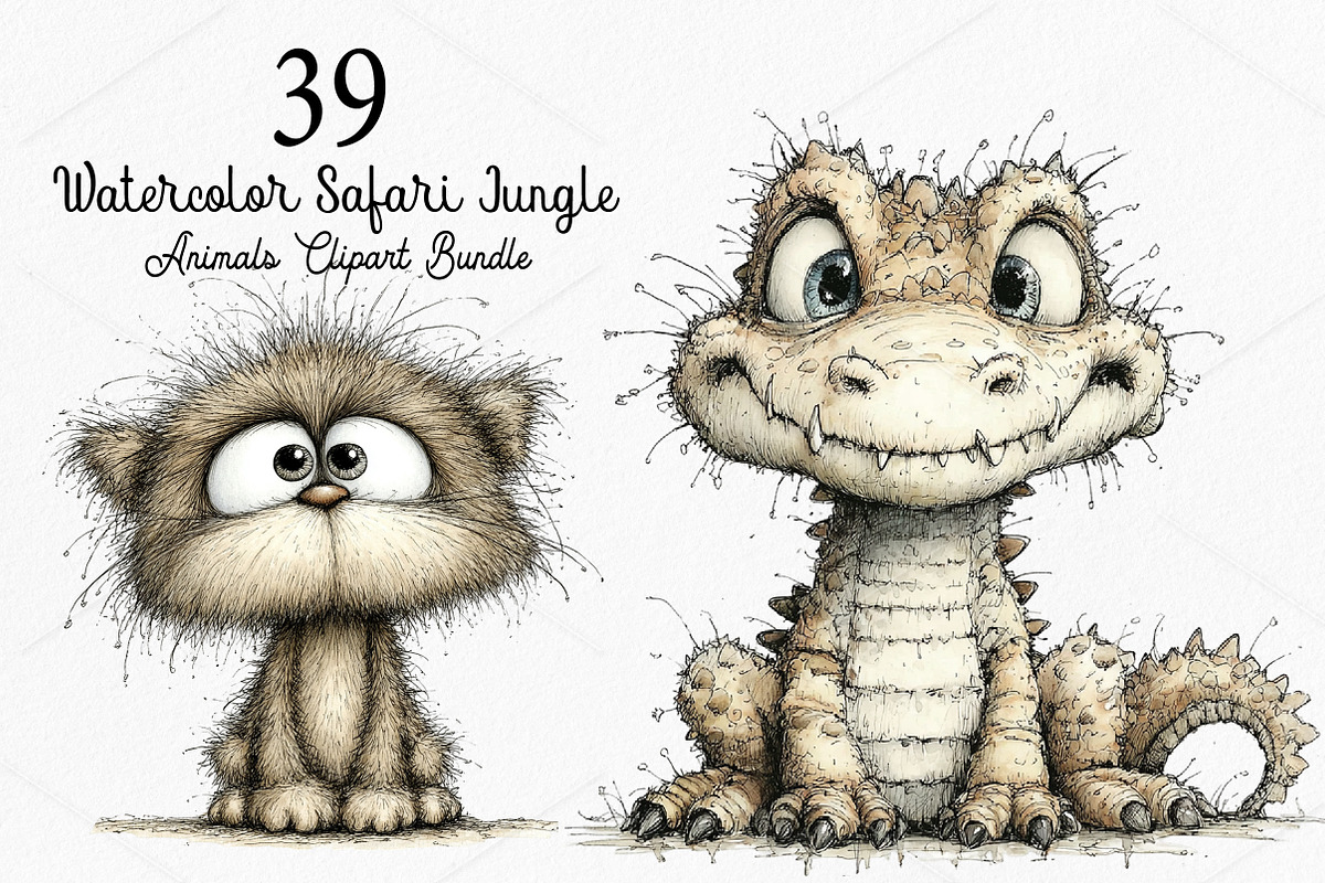 Watercolor Safari Jungle Animals PNG, a Seasonal Illustration by Canvas Craft (Photo 1 of 10)