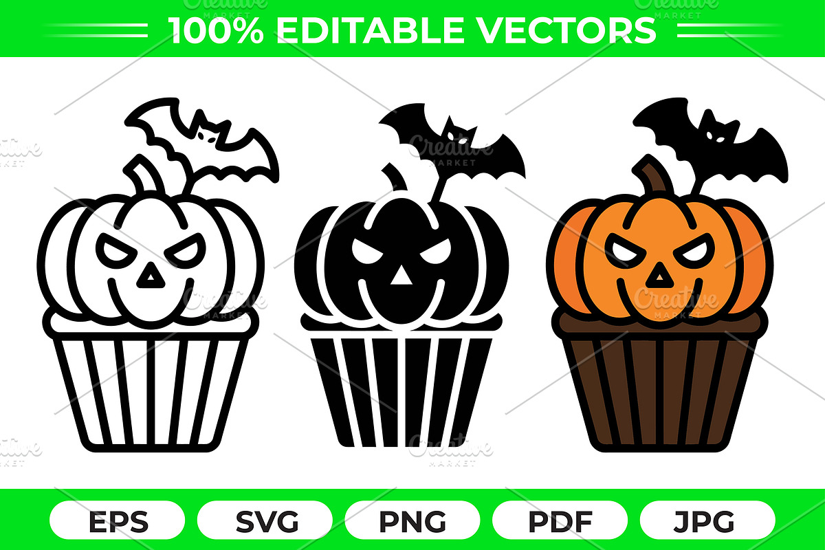 Halloween Cupcake Vector Pack, an Object Graphic by Artonix (Photo 1 of 3)