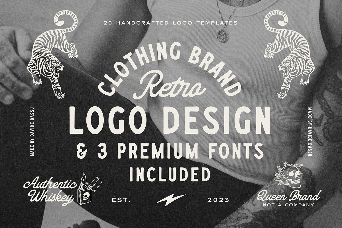 20 Retro Apparel Logos + Extra, an Education Illustration by Davide Bassu (Photo 1 of 16)