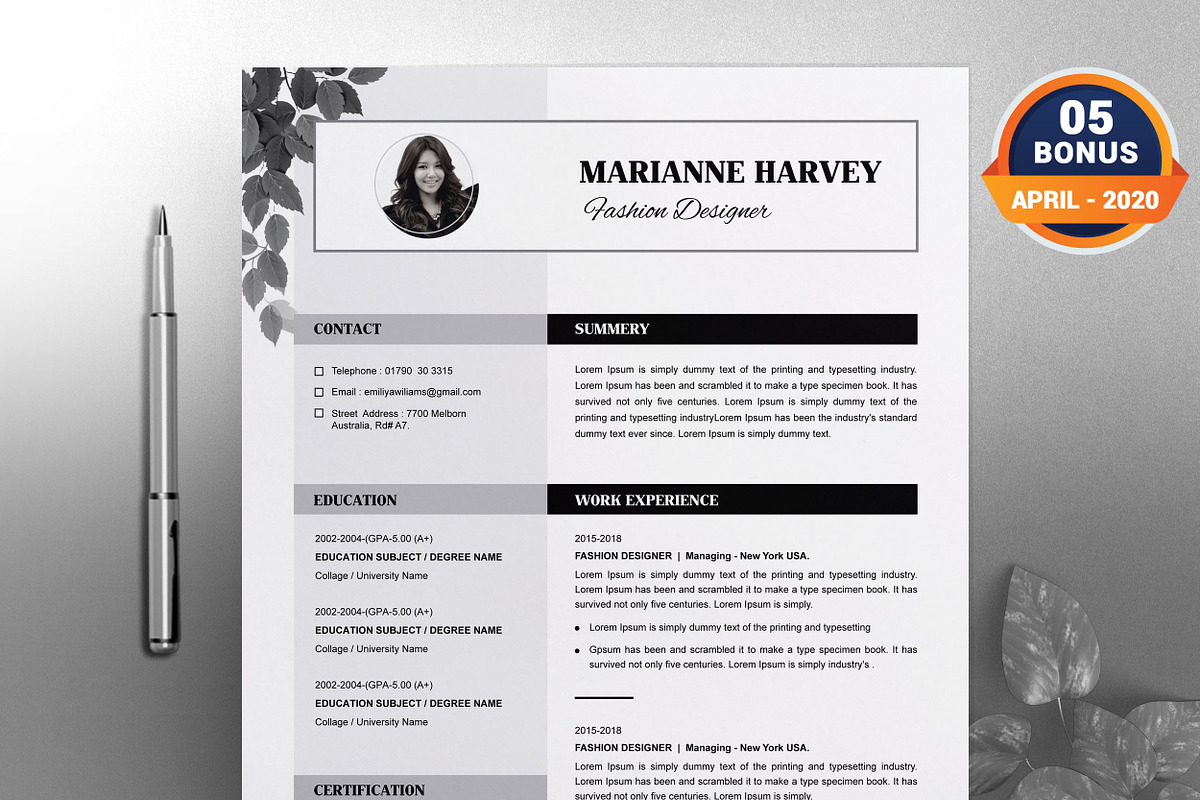 Resume/CV Bundle | 200+ for $29, a Resume Template by ResumeInventor (Photo 111 of 207)