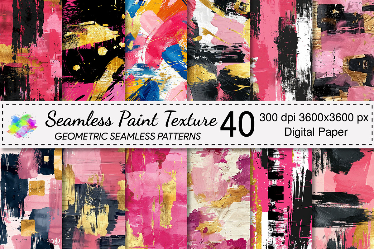 Seamless Paint Texture Backgrounds, a Pattern Graphic by Canvas Craft (Photo 1 of 9)