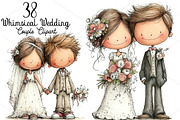 Whimsical Wedding Couple Clipart, a Seasonal Illustration by Canvas Craft (Thumbnail 1 of 4)