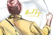 Watercolor Road Trip Clipart Set, a Person Illustration by ArtCreationsDesign (Thumbnail 18 of 19)