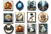 Vintage Halloween Postage Stamp Clip, an Illustration by Sublimation Artist (Thumbnail 2 of 6)