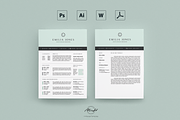 Pastel Blue Resume / Card Template, a Resume Template by MH Design Template (Thumbnail 2 of 4)