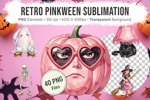 Retro Pinkween Sublimation Bundle, a Seasonal Illustration by Artnoy
