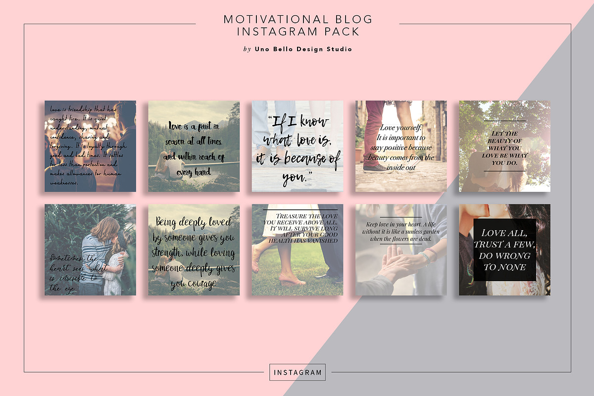 30 Love Quote Instagram Pack, a Social Media Template by Uno Bello Design Studio (Photo 2 of 6)