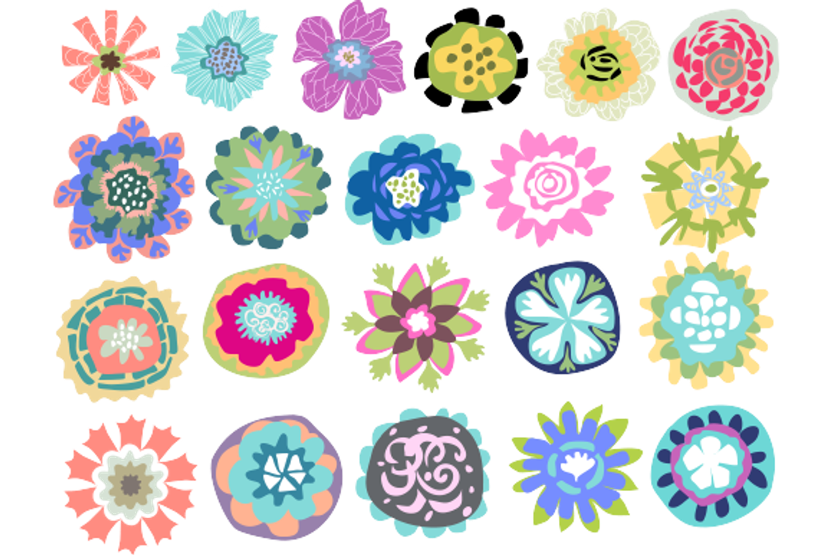 Flower Elements Logos 21 Vectors, a Decorative Illustration by Karen Fields Design (Photo 1 of 4)