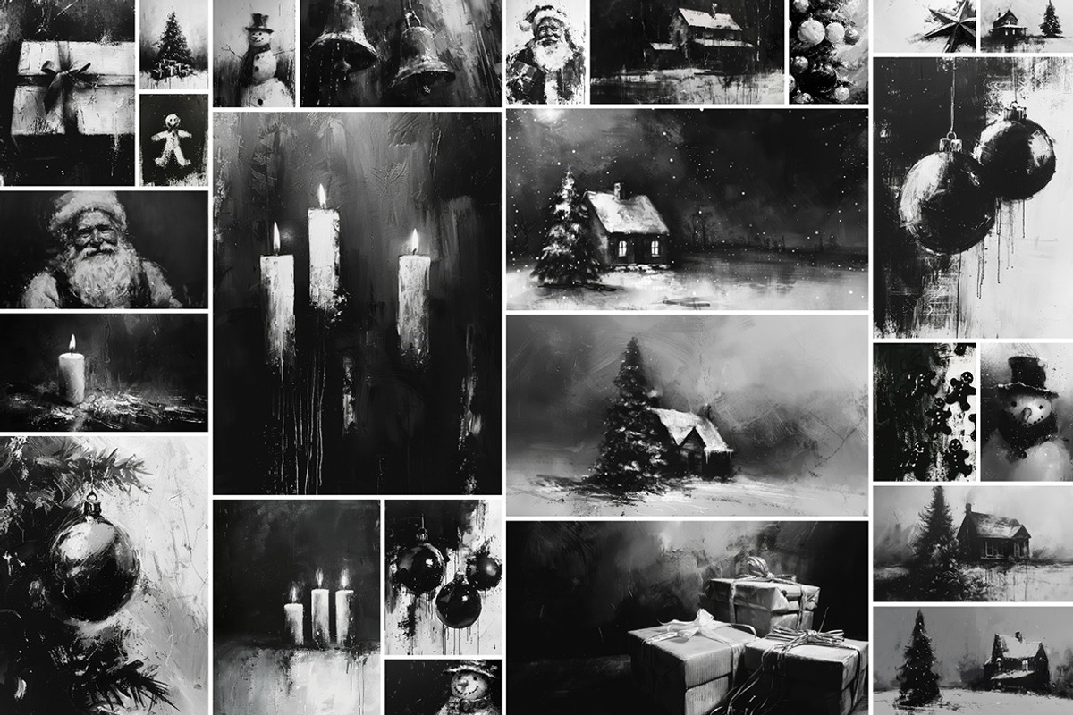 Dark Christmas - 141 images, a Seasonal Illustration by Handmadefont (Photo 9 of 19)