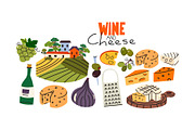 Wine and Cheese Clipart, a Food Illustration by Luamor (Thumbnail 3 of 7)