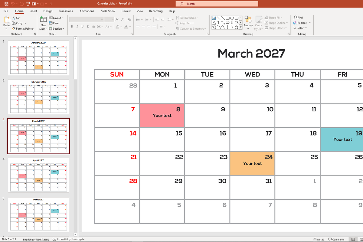 CALENDAR 2027 PowerPoint Template, a Presentation Template by ...