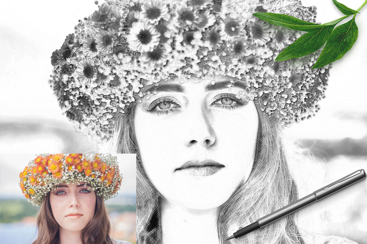 Pencil Drawing Photoshop Action, an Action Add-On by MockUpgrade (Photo 5 of 7)