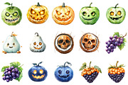 Halloween Fruit Mash-Up Clipart, an Illustration by DreamArtGraphic (Thumbnail 3 of 5)