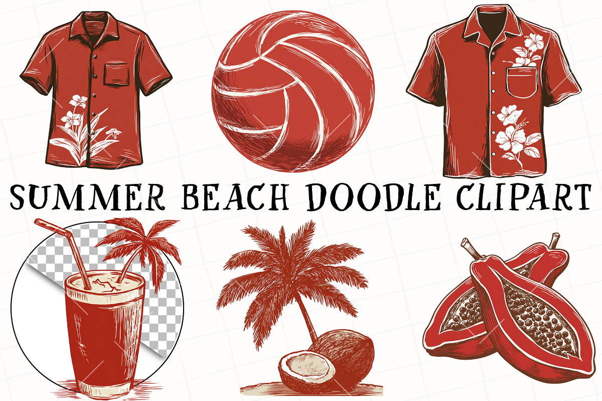 Summer Beach Doodle Clipart, an Illustration by OK Design (Photo 2 of 6)