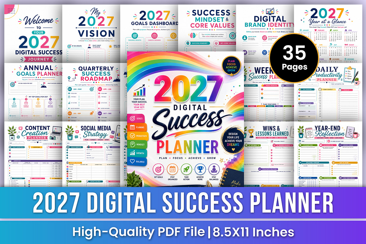 2027 Digital Success Planner | Kdp, a Stationery Template by Mustafiz (Photo 1 of 4)