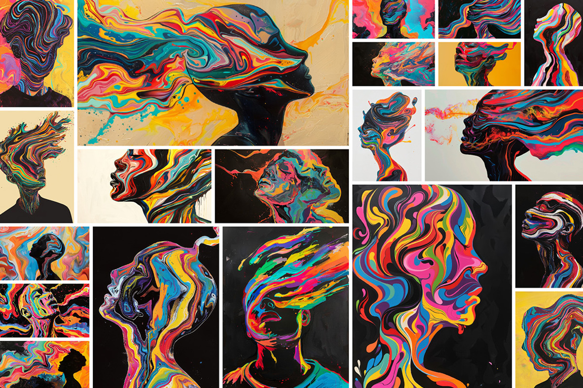 74 Paint splash faces, a Person Illustration by Handmadefont (Photo 2 of 12)