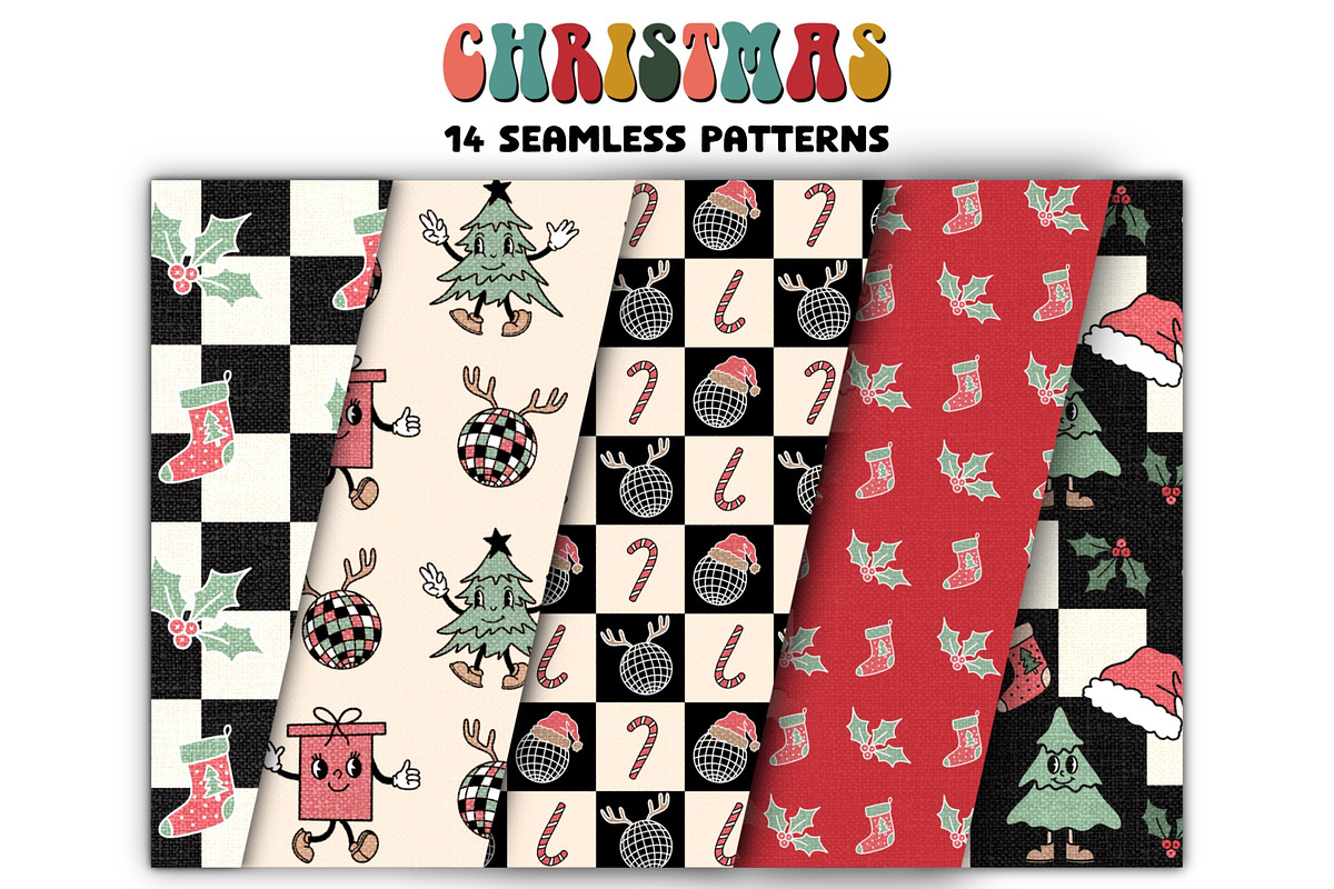 Groovy Christmas Clipart & Patterns, a Graphic by Brush Lab (Photo 7 of 7)