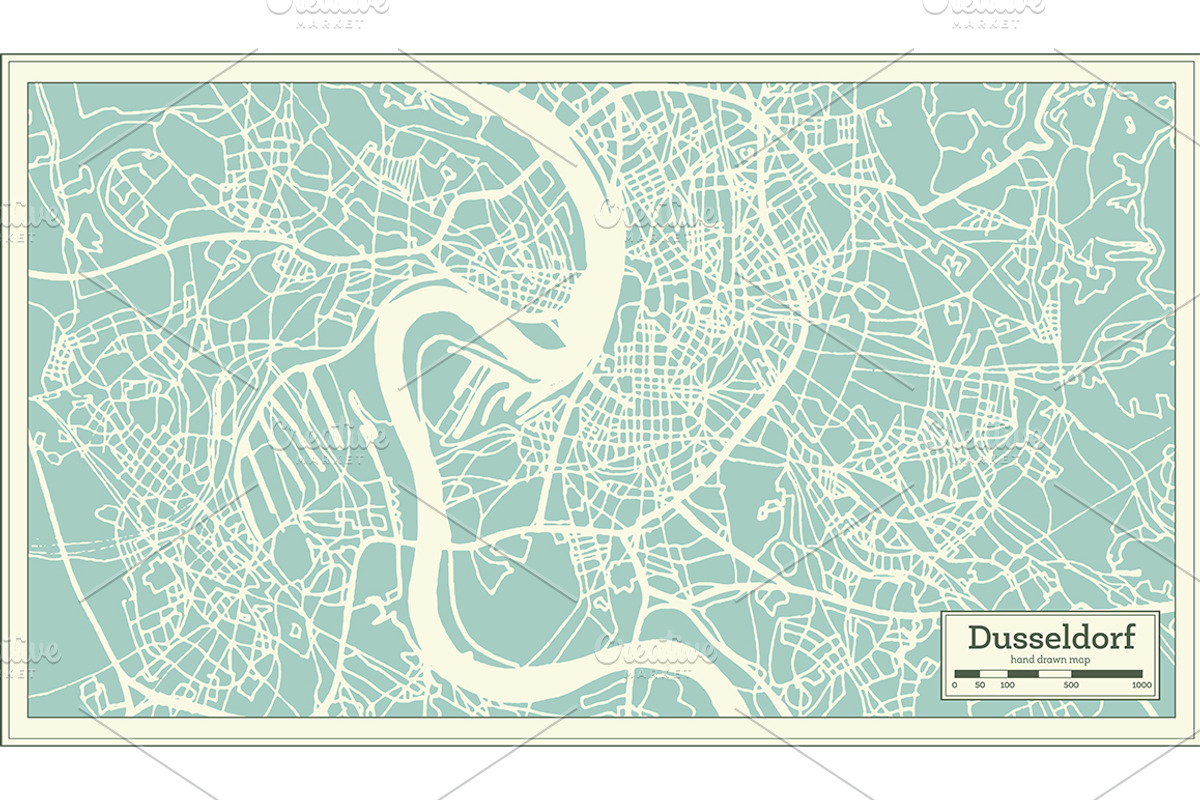 Dusseldorf Germany City Map in Retro, a Transportation Illustration by Booblgum (Photo 2 of 8)