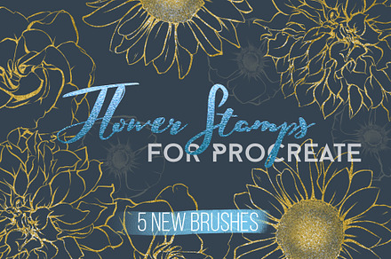 5 Flower Stamps - Procreate Brushes