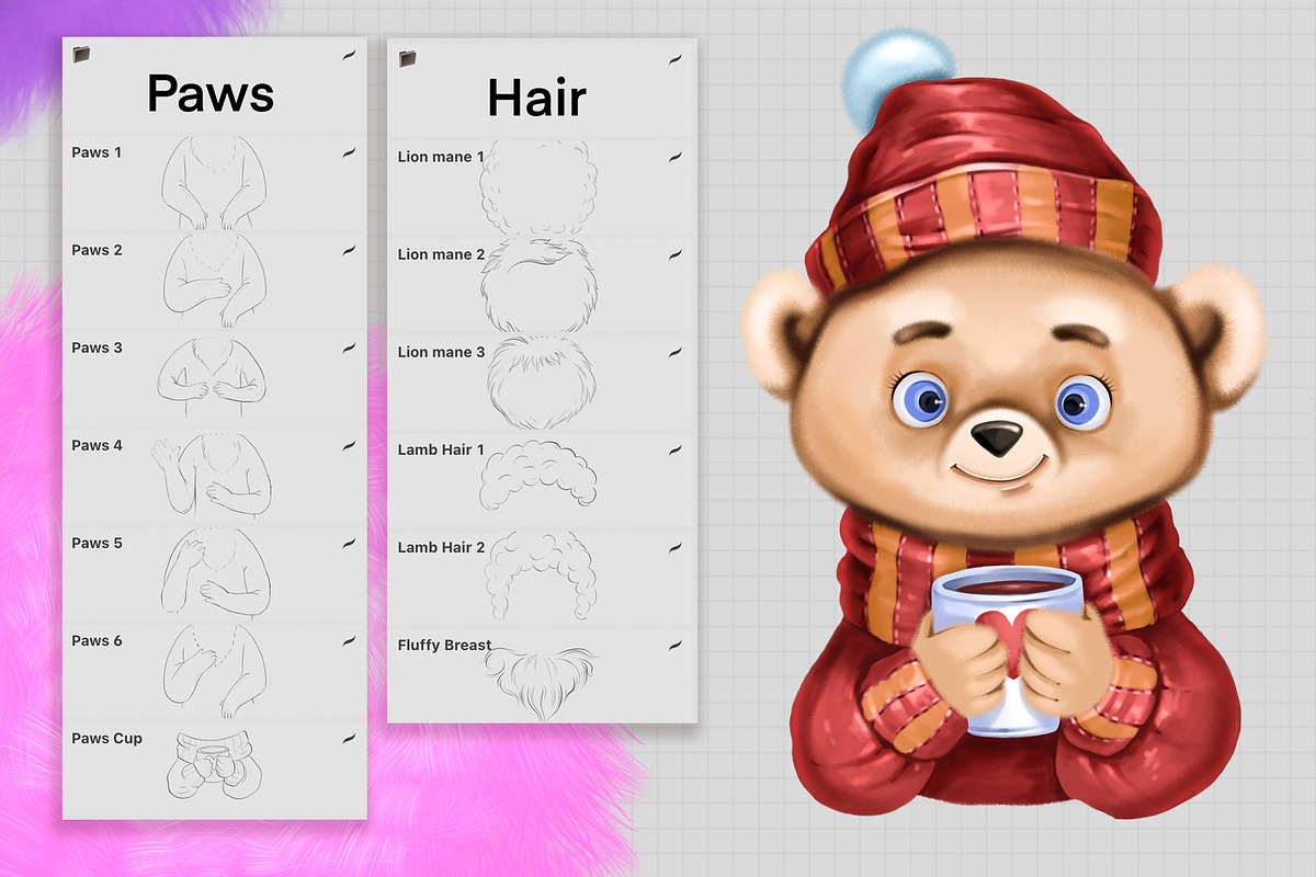 PROCREATE BABY ANIMALS PORTRAIT KIT, a Brush Add-On by AlexandraArt (Photo 9 of 13)