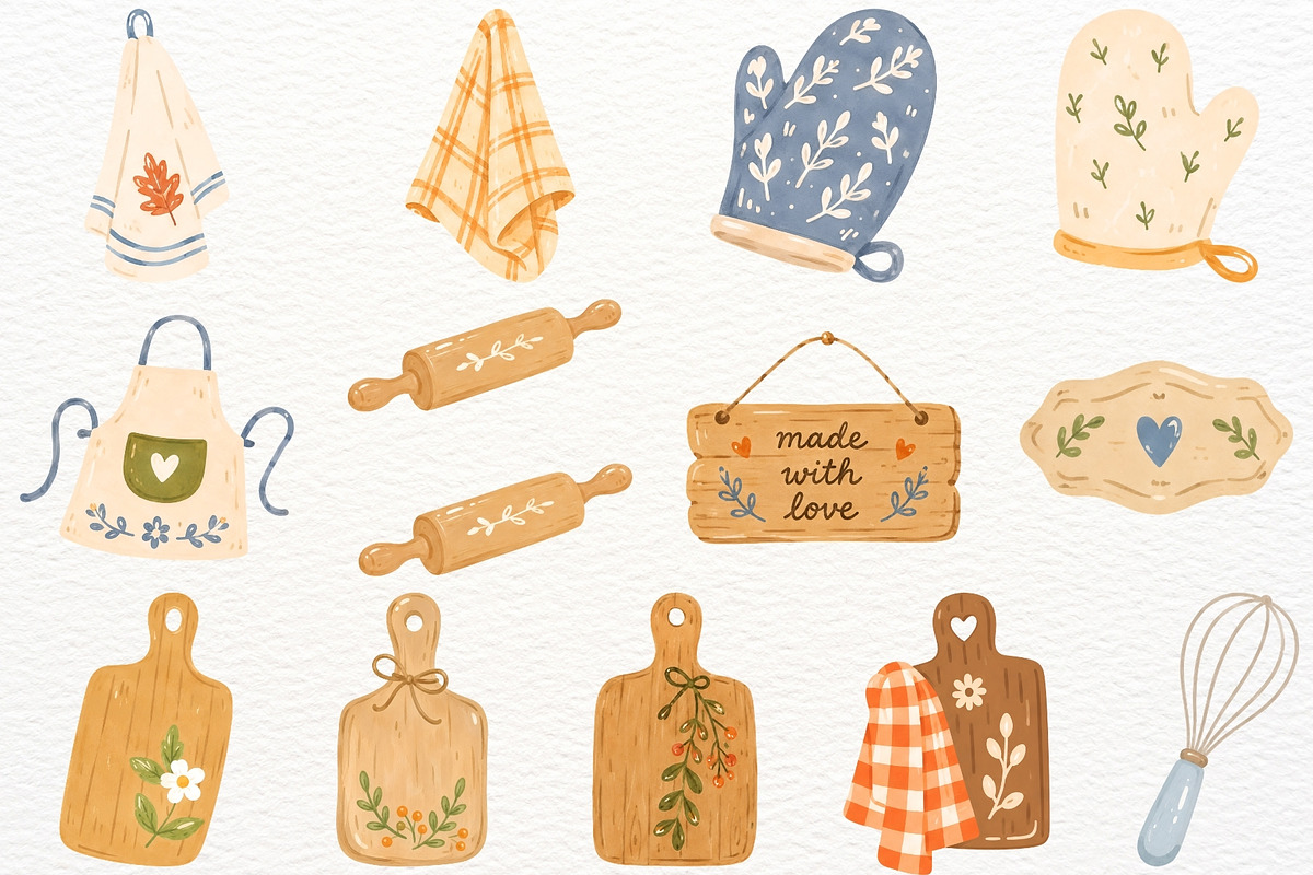Rustic Kitchen Clipart Fall Cottage, a Food Illustration by SugarCloudStudioArt (Photo 6 of 6)